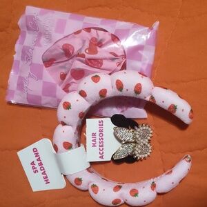Pink Strawberry Headbands and Hair Accessories and Shower Cap